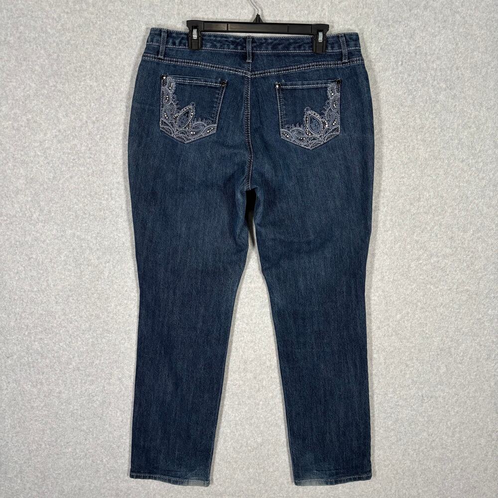 Nine West Jeans Womens 14 Marilyn‎ Paisley Embellished Pockets Sequins Stretch